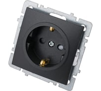 Механизм 1-местной розетки Nilson СУ с заземляющим контактом, с защитными шторками TOURAN-ALEGRA-THOR матовый черный 24380419