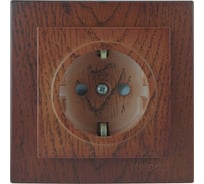 1-местная розетка Nilson СУ с заземляющим контактом, с защитной шторкой, TOURAN WOOD, орех 24271019