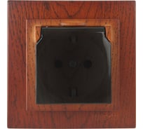 1-местная розетка Nilson СУ с заземляющим контактом, с крышкой, TOURAN WOOD, черешня 24261018