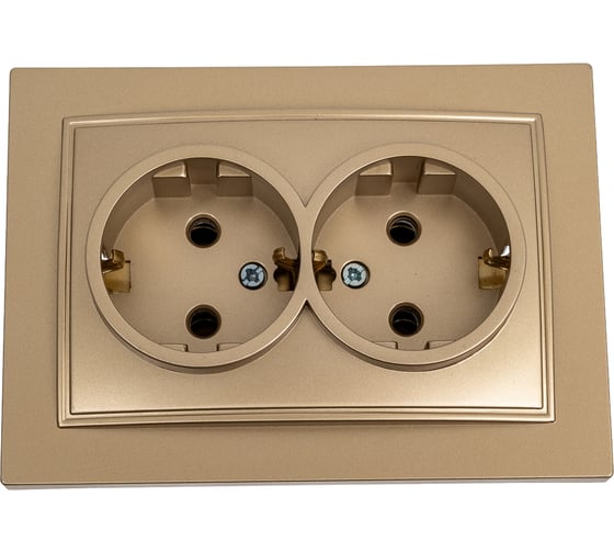 2-местная розетка Nilson СУ с заземляющим контактом, ALEGRA-THOR, metallic, золото 27151025 1