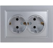2-местная розетка Nilson СУ с заземляющим контактом, ALEGRA-THOR, metallic, серебро 27131025