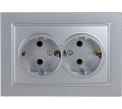 2-местная розетка Nilson СУ с заземляющим контактом, ALEGRA-THOR, metallic, серебро 27131025