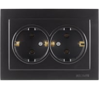 2-местная розетка Nilson СУ с заземляющим контактом, TOURAN-ALEGRA-THOR, metallic, матовый черный, 24381025