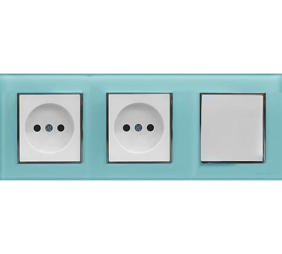 1-клавишный выключатель + розетки без заземления Vesta Electric Комплект-3, Exclusive Blue FRM050305SIN 1