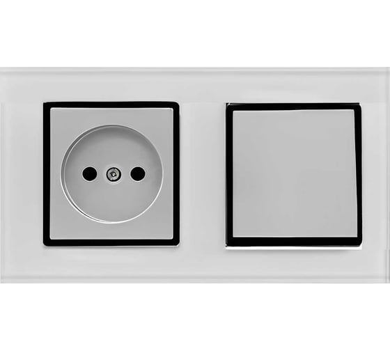 1-клавишный выключатель + розетка без заземления Vesta Electric Комплект-2, Exclusive White FRM050210BEL 1