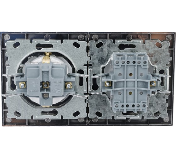 1-клавишный выключатель + розетка с заземлением с крышкой Vesta Electric Комплект-2, Exclusive White FRM050207BEL