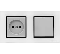 Комплект Metronex Electric Exclusive Silver - Выключатель 1-клавишный + Розетка без заземления FRM050210SER