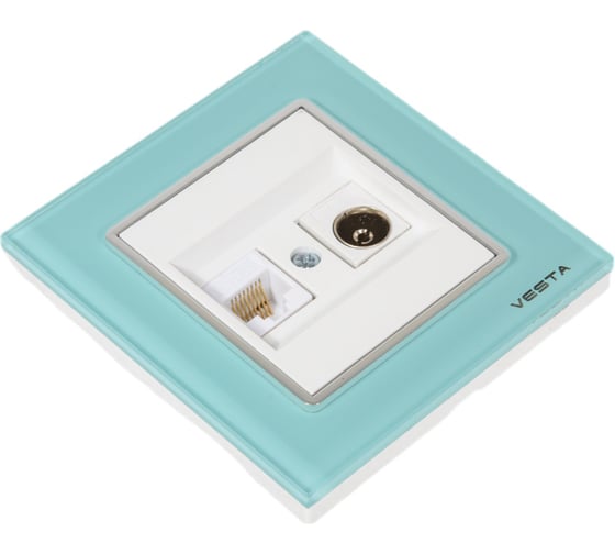 Розетка Vesta-Electric Exclusive Blue для сетевого кабеля LAN + TV FRZTV010002BLU