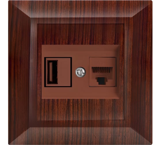Розетка Vesta-Electric Roma ВЕНГЕ для USB + сетевого кабеля LAN FRZ00010135FRN 1