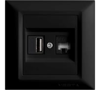 Розетка Metronex Electric Roma Black для USB + сетевого кабеля LAN FRZ00050205CMT