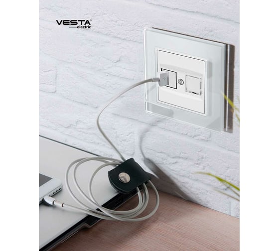 Розетка Vesta Electric Exclusive White для USB + сетевого кабеля LAN FRZ00050504BEL