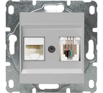 Розетка Metronex Electric Exclusive Silver Metallic для сетевого кабеля LAN + Phone без рамки FRZMT010203SRB