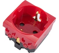 Двухмодульная электрическая розетка с заземлением и шторками, красная, DKC 76482R