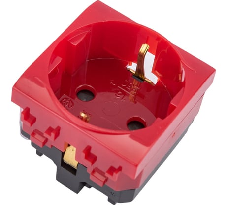 Двухмодульная электрическая розетка с заземлением и шторками, красная, DKC 76482R