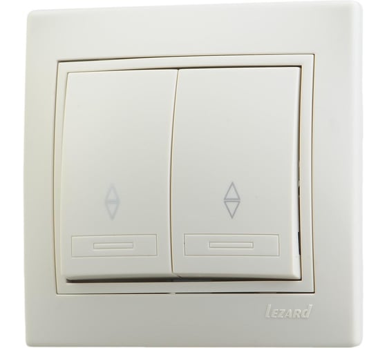 Выключатель проходной двухклавишный Lezard СП Мира белый с вставкой 701-0202-106