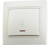 Одноклавишный выключатель с подсветкой Lezard СП Мира белый с белой вставкой 701-0202-111