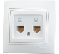 Двойная компьютерная розетка Lezard СП Мира RJ45 белая с белой вставкой 701-0202-141