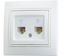 Компьютерная+телефонная розетка Lezard СП Мира RJ45+RJ 11 белая с белой вставкой 701-0202-143