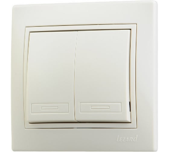 Двухклавишный выключатель Lezard СП Мира крем с кремовой вставкой 701-0303-101