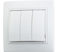 Трехклавишный выключатель Lezard СП Мира крем с кремовой вставкой 701-0303-109