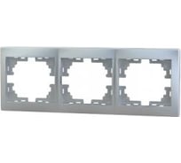 Трехместая горизонтальная рамка Lezard Мира серый металик 701-1000-148