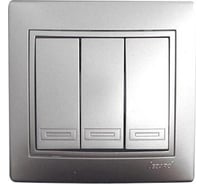Трехклавишный выключатель Lezard СП Мира серый металик 701-1010-109