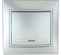 Одноклавишный выключатель с подсветкой Lezard СП Мира серый металлик 701-1010-111