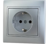 Одноместная розетка Lezard СП Мира с/з, серый металик 701-1010-122