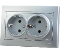 Двухместная розетка Lezard СП Мира с/з, серый металик 701-1010-127