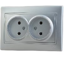 Двухместная розетка Lezard СП Мира б/з, серый металик 701-1010-128