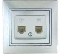 Двойная компьютерная розетка Lezard СП Мира RJ-45 серый металик 701-1010-141