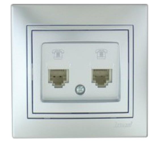 Двойная компьютерная розетка Lezard СП Мира RJ-45 серый металик 701-1010-141