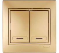 Двухклавишный выключатель с подсветкой Lezard СП Мира металик золото 701-1313-112