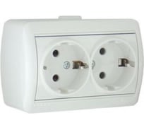 Двухместная розетка Lezard ОП Ната с/з, белая 710-0200-127