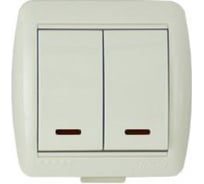 Двухклавишный выключатель с подсветкой Lezard ОП Ната кремовый 710-0300-112