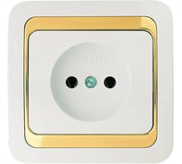 Розетка без заземления, бело-золотая Makel Mimoza 12202