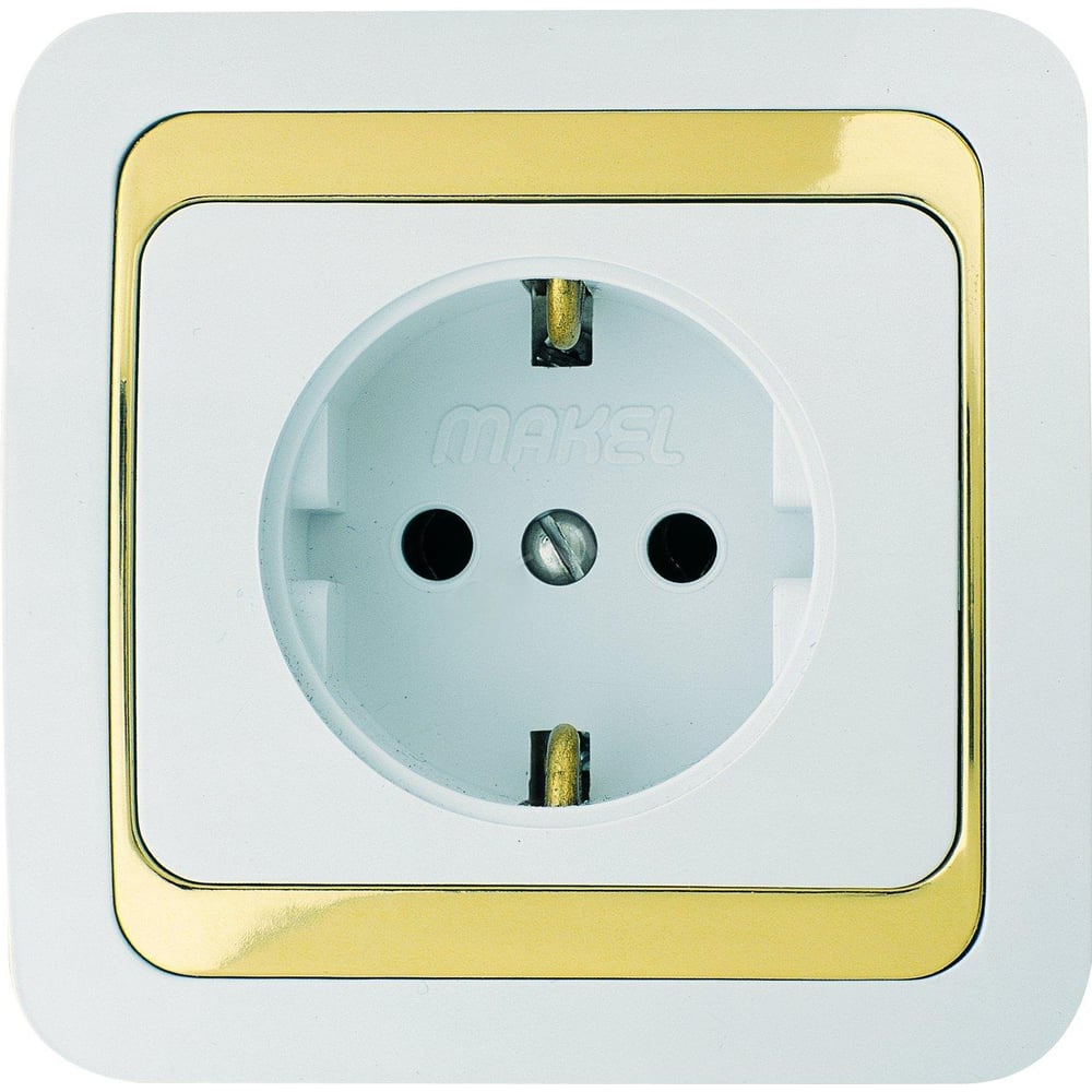 Розетка с заземлением, бело-золотая Makel Mimoza 12208 - выгодная цена ...