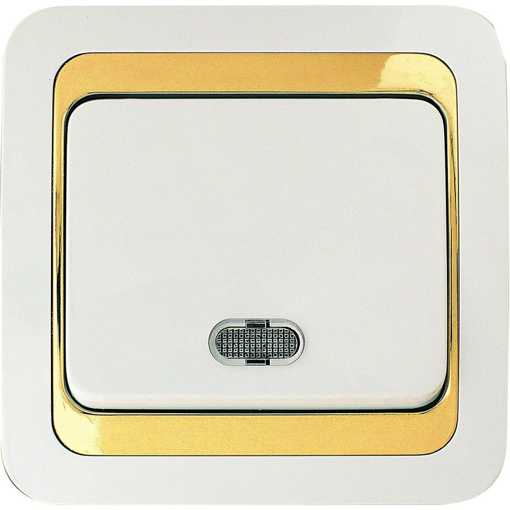 Выключатель с индикатором, бело-золотой, 1 клавиша Makel Mimoza 12221 ...