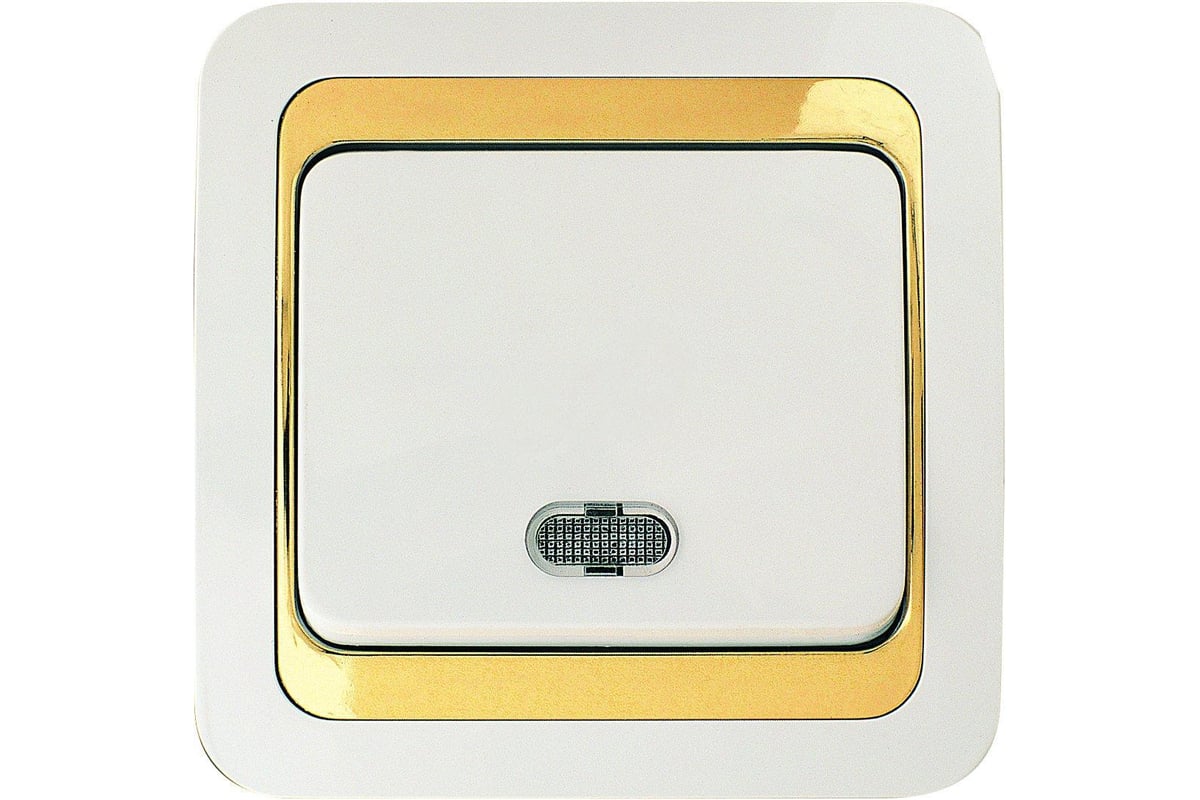 Выключатель с индикатором, бело-золотой, 1 клавиша Makel Mimoza 12221 ...