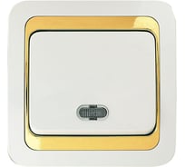 Выключатель с индикатором, бело-золотой, 1 клавиша Makel Mimoza 12221