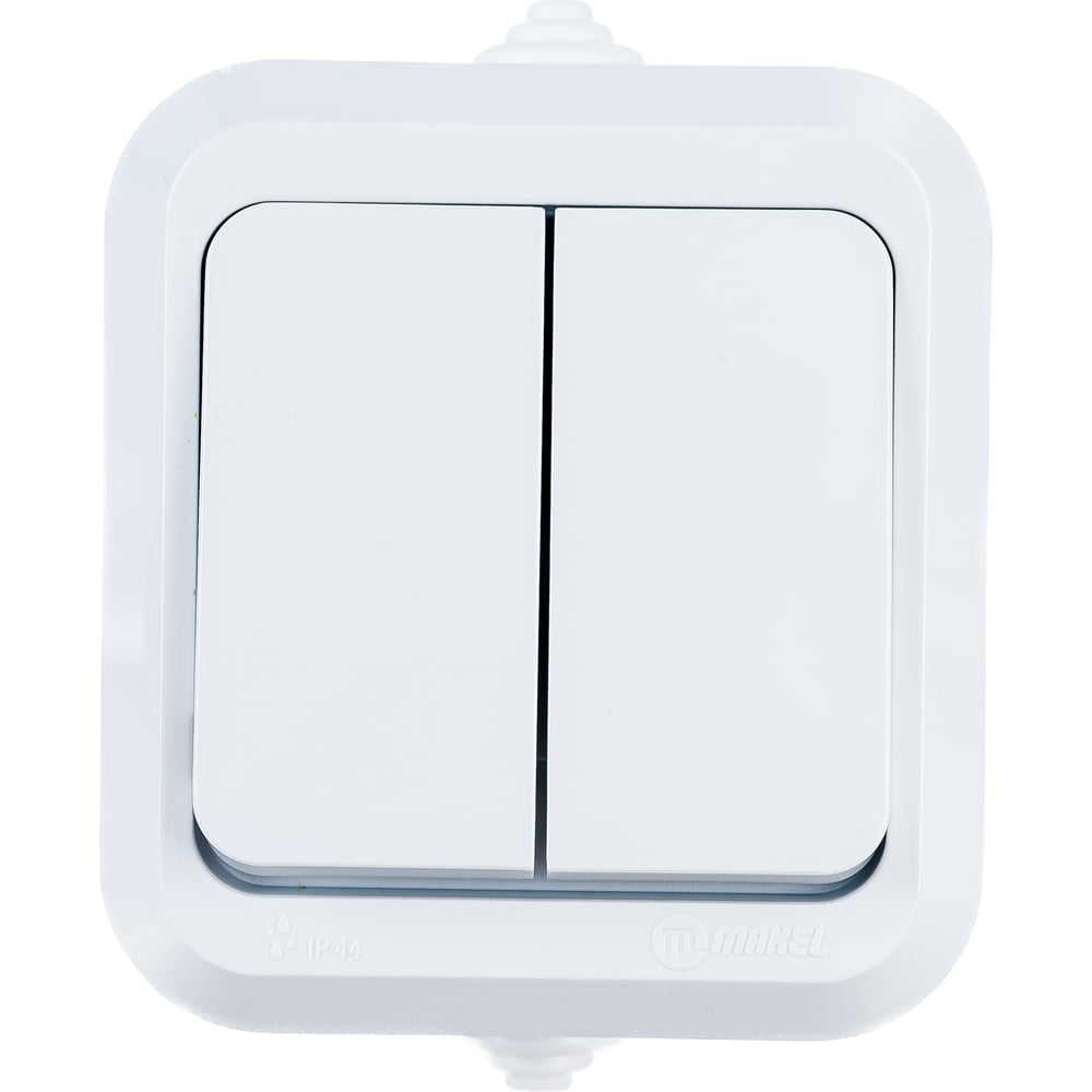 Выключатель с двумя клавишами полугерметичный, белый Makel Nemilyer ...