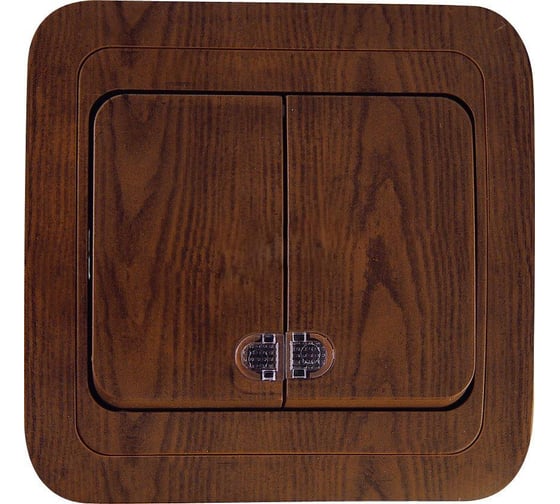 Выключатель с индикатором, орех, 2 клавиши Makel Mimoza N 24023 1