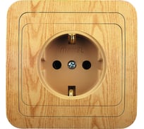 Розетка с заземлением, дуб Makel Mimoza N 24208