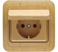 Розетка с заземление и крышкой, дуб Makel Mimoza N 24209