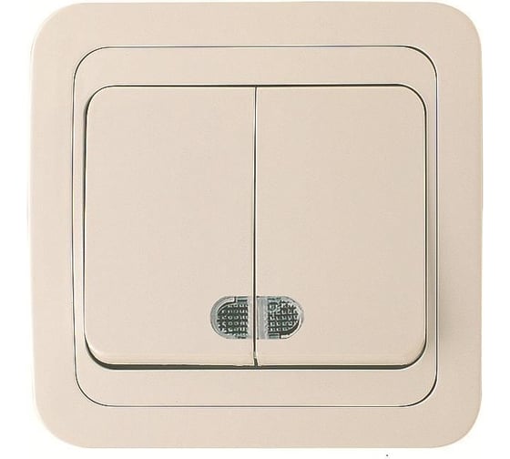 Выключатель с индикатором, кремовый, 2 клавиши Makel Mimoza 25023