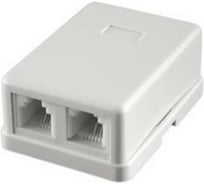 Телефонная розетка, 2 разъема, белая REXANT RJ11 03-0002 217870