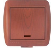 Одноклавишный выключатель с подсветкой, ОП, вишня Lezard Ната 710-0600-111