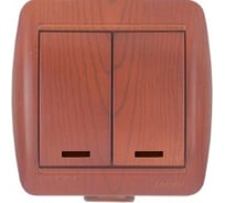 Двухклавишный выключатель с подсветкой, ОП, вишня Lezard Ната 710-0600-112