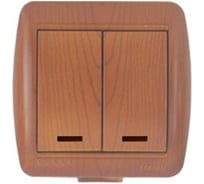 Двухклавишный выключатель с подсветкой ОП, сосна Lezard Ната 710-0800-112