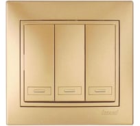 Трехклавишный выключатель, СП, золото Lezard Мира Lezard 701-1313-109